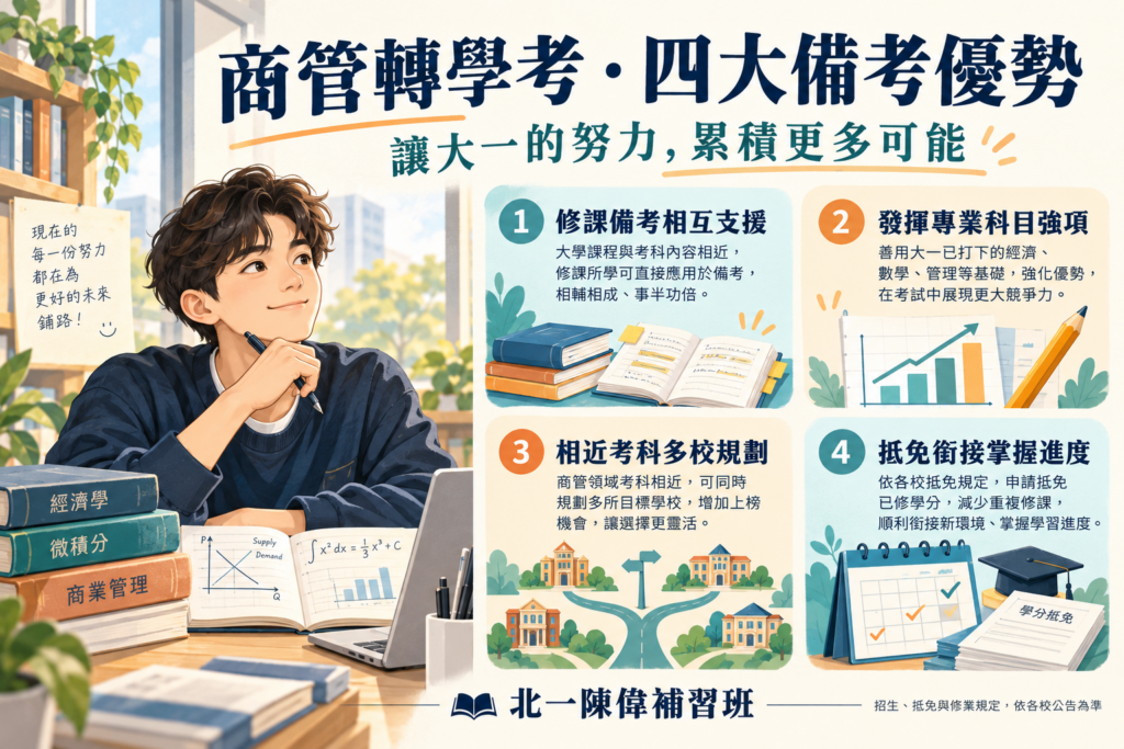 北一陳偉補習班|商管轉學考的四項備考優勢