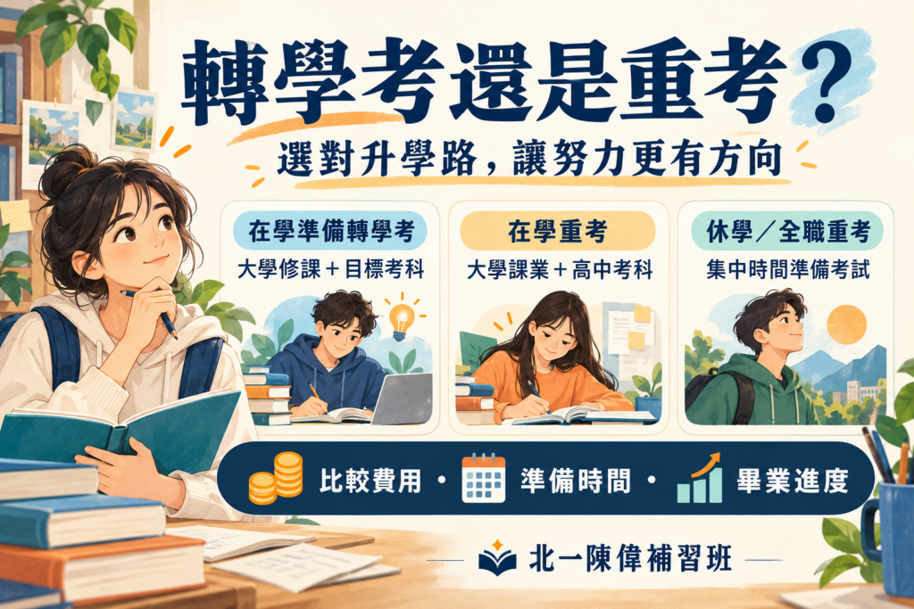 在學重考、休學重考與轉學考,準備方式有何不同?
